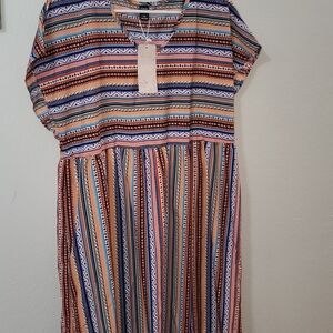 Emery Rose Multicolor Striped Women's Dress, NWT, Beautiful BOHO Summer Style